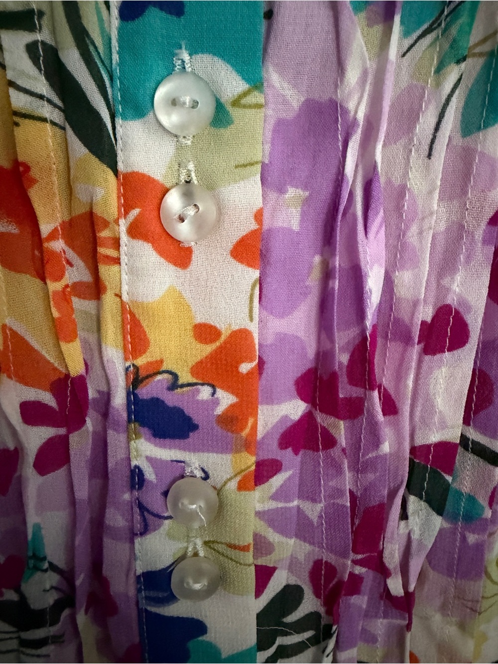 Multi-Color Floral Ruffle Short-Sleeve Blouse - Picture 3 of 8